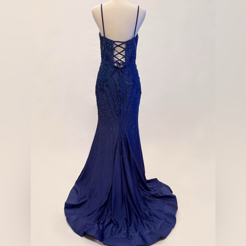 Sherri Hill Navy Blue Prom Dress - Picture 4 of 7